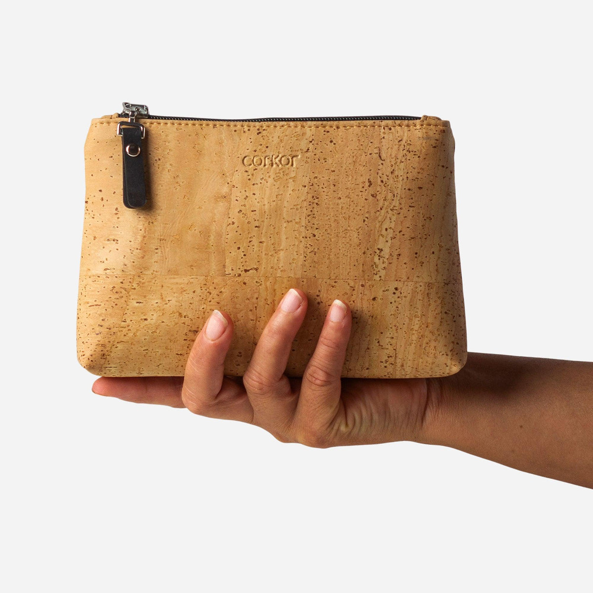  Carry-All Makeup Bag in Natural Cork with Dashes of