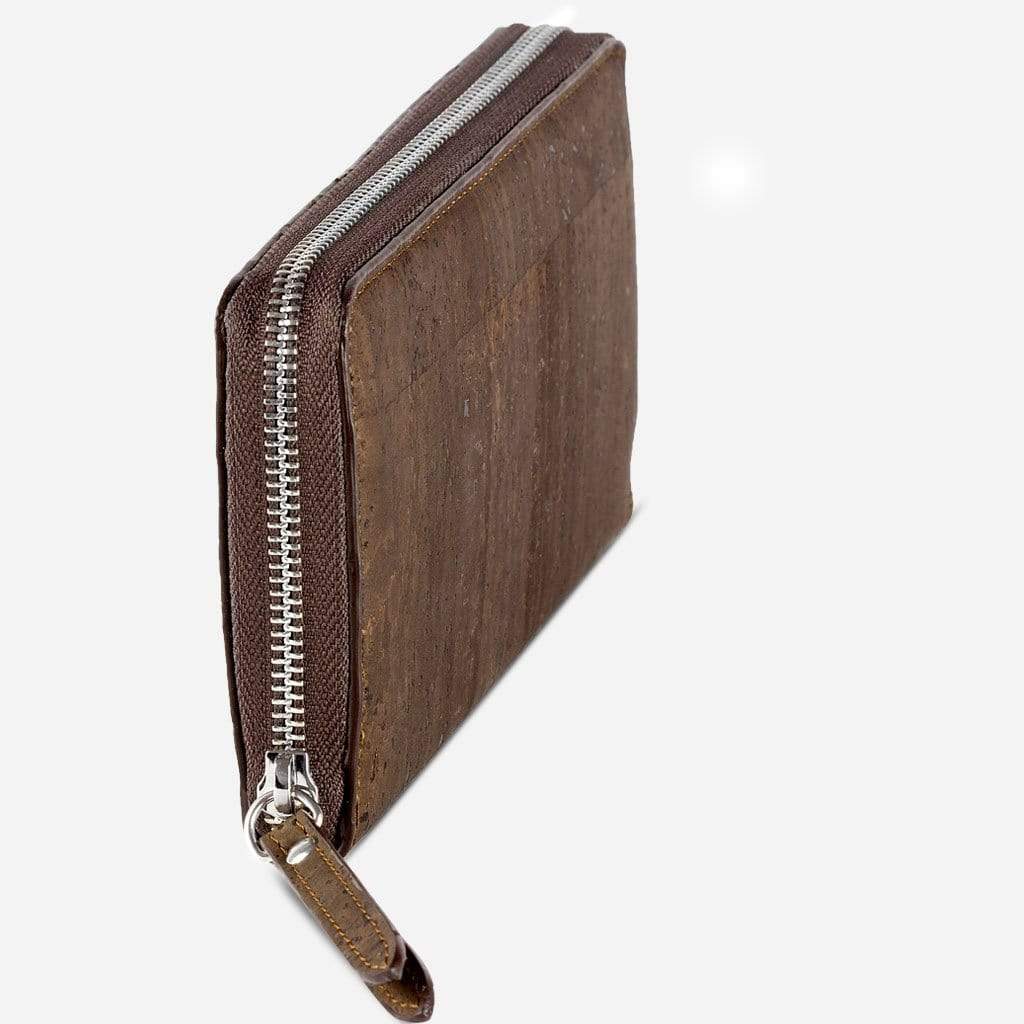 Vegan Wallets For Men with Coin Pocket - Portuguese Cork - Brown